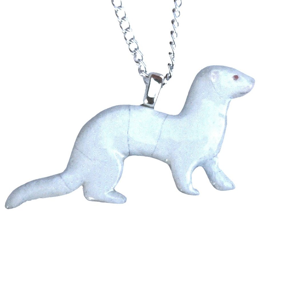 Artisan Albino ferret Necklace 736